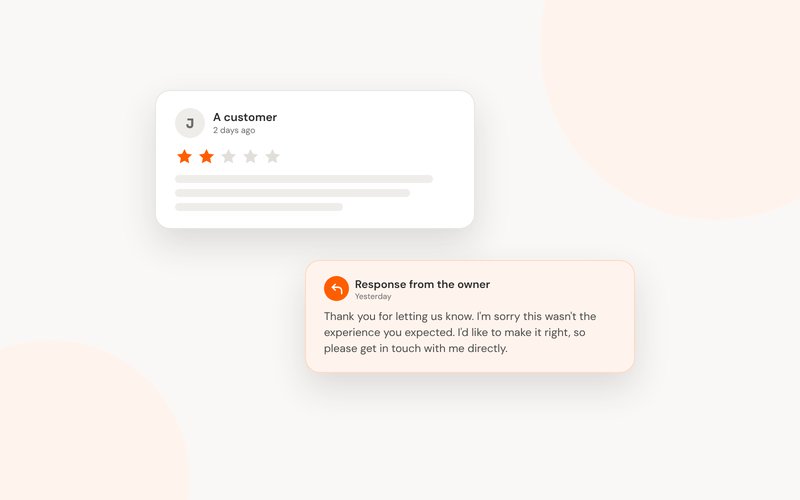 A two-star review with a calm response from the owner