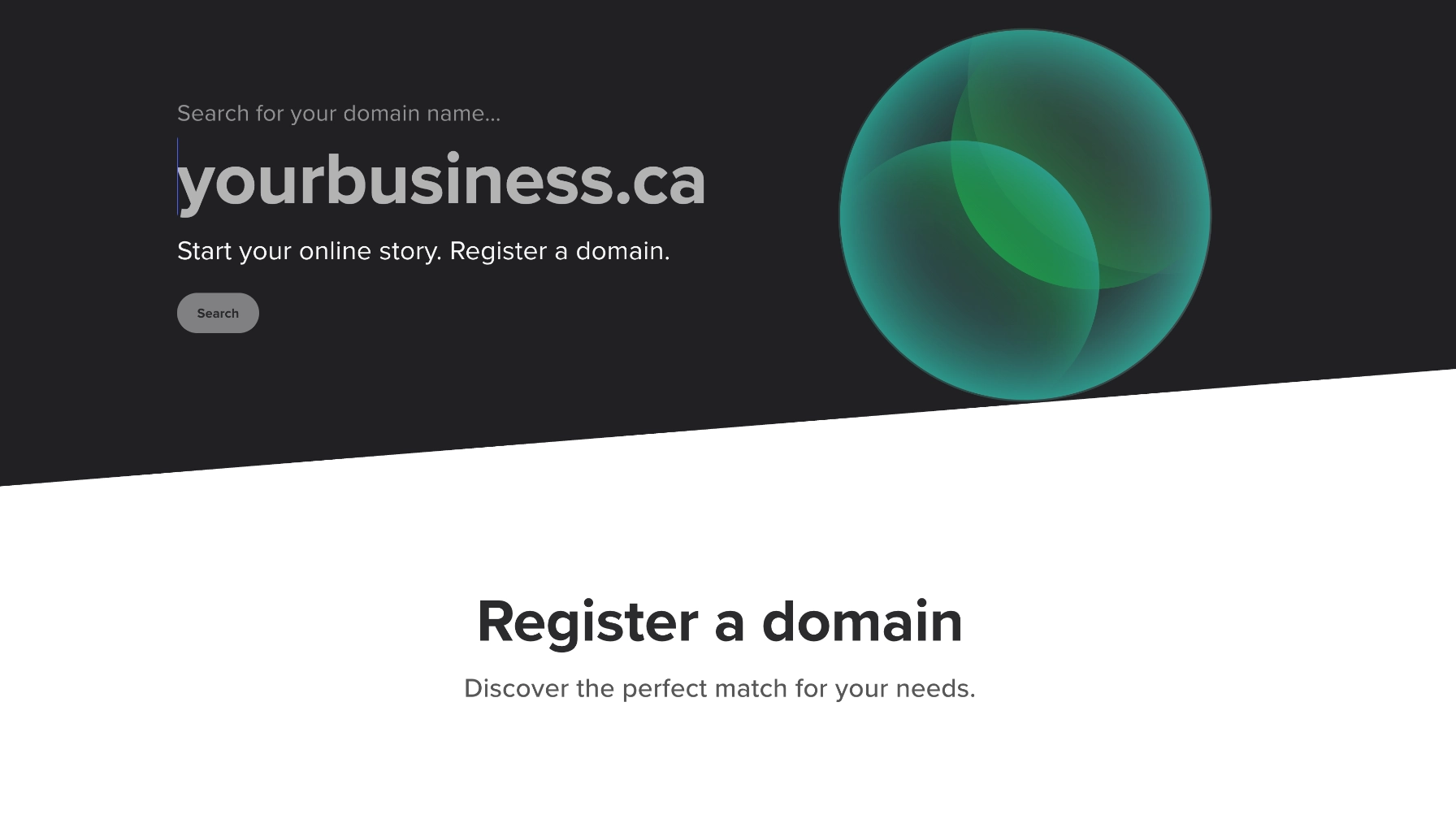 Domain name registration showing available domain options