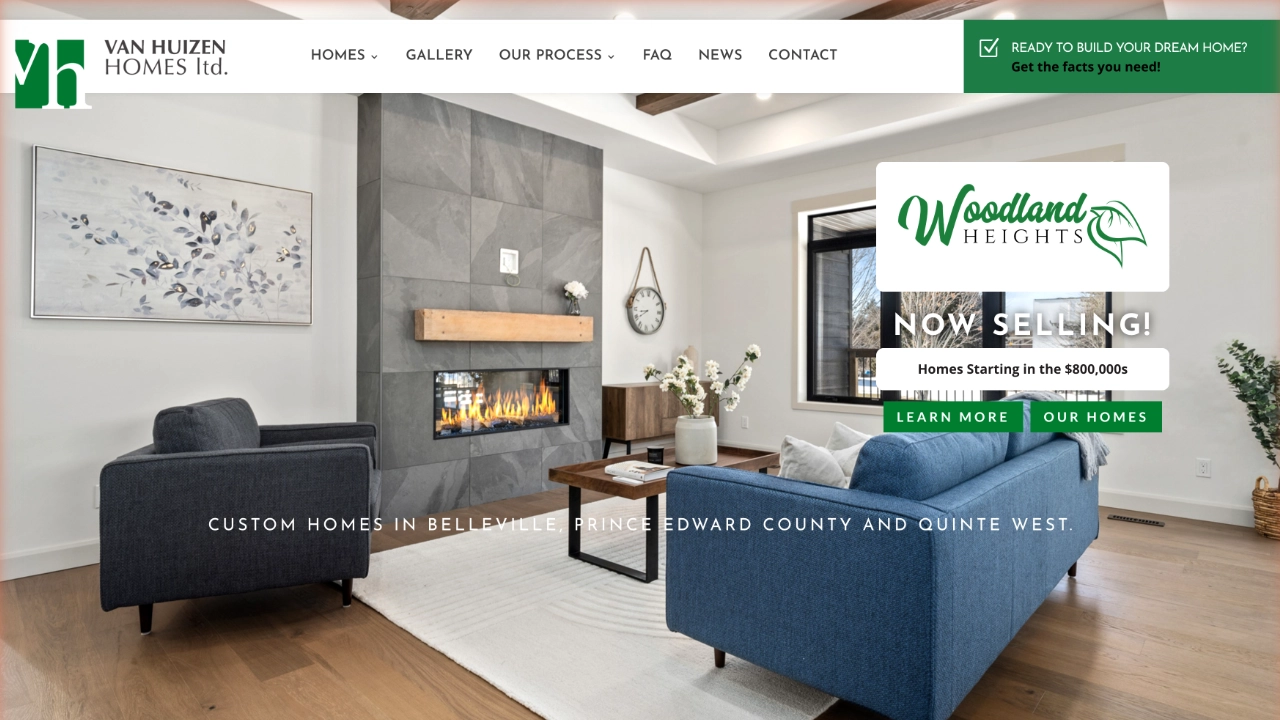 Van Huizen Homes website
